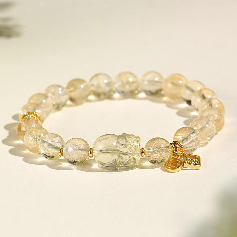 KarmaRipple's Authentic Citrine PiXiu Bronze Coin Protection Bracelet p1