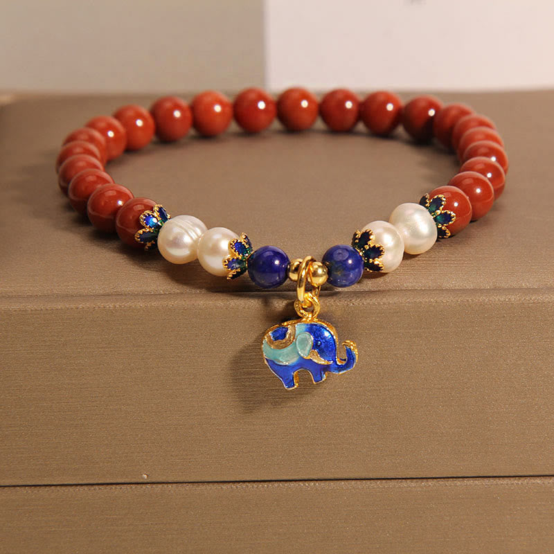 KarmaRipple's Authentic South Red Agate Pearl Peace Lock Talisman Positive Bracelet p2