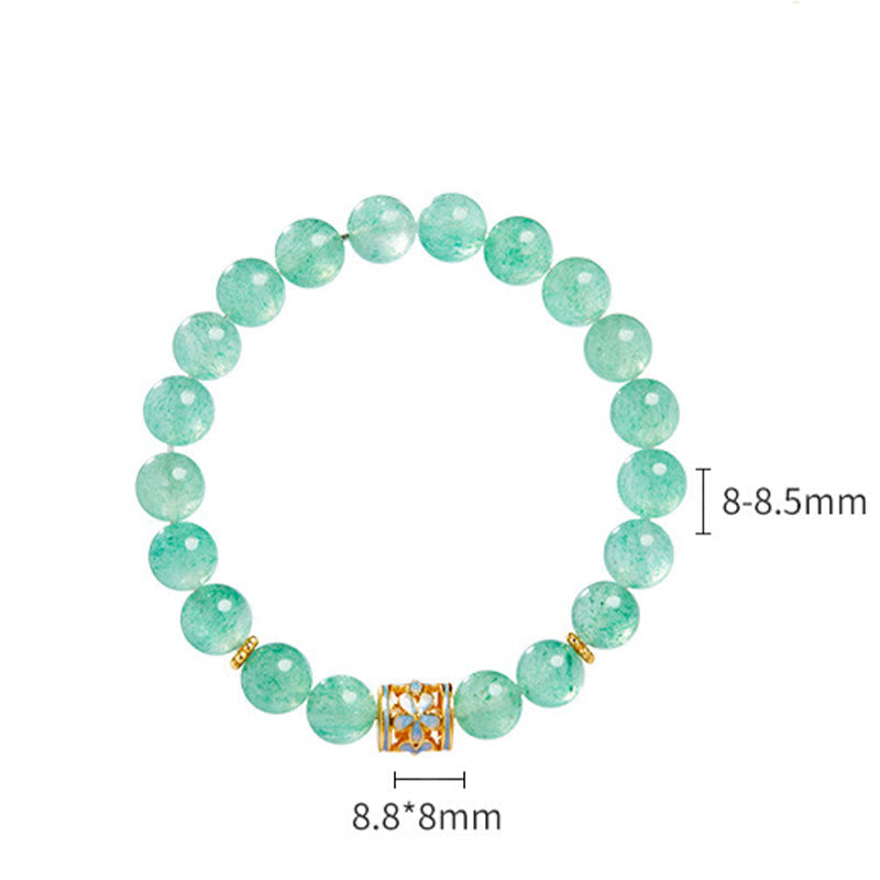 KarmaRipple's 925 Sterling Silver Green Strawberry Quartz Flower Calm Bracelet p10