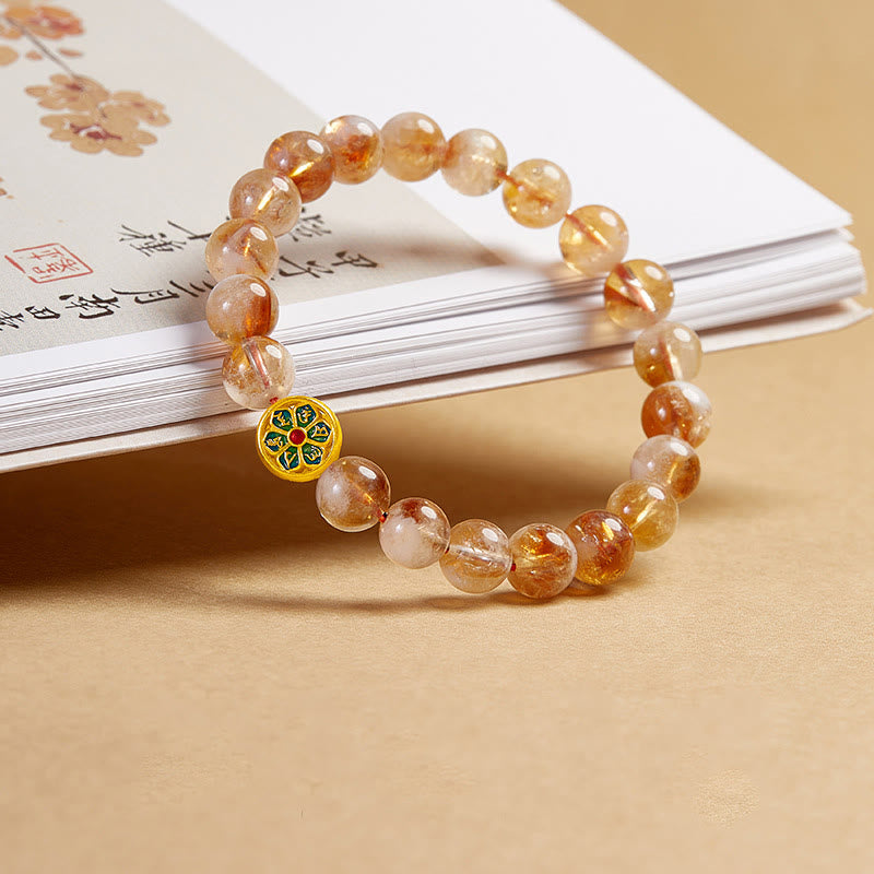 KarmaRipple's 999 Sterling Silver Citrine Om Mani Padme Hum Protection Bracelet p2