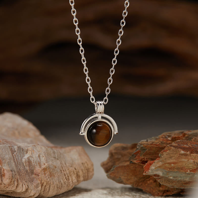 KarmaRipple's Red Agate Tiger Eye Aquamarine Moonstone 925 Sterling Silver Confidence Pendant Necklace p19
