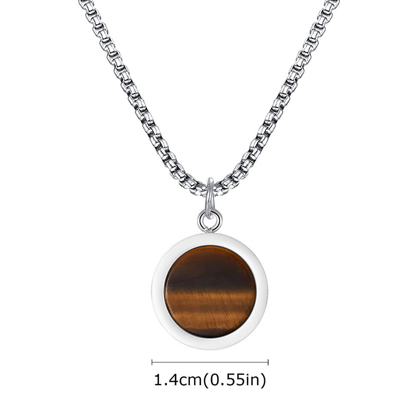 KarmaRipple's Authentic Stone Turquoise Tiger Eye Lazurite Malachite Titanium Steel Purification Pendant Necklace p14