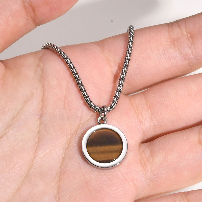 KarmaRipple's Authentic Stone Turquoise Tiger Eye Lazurite Malachite Titanium Steel Purification Pendant Necklace p13