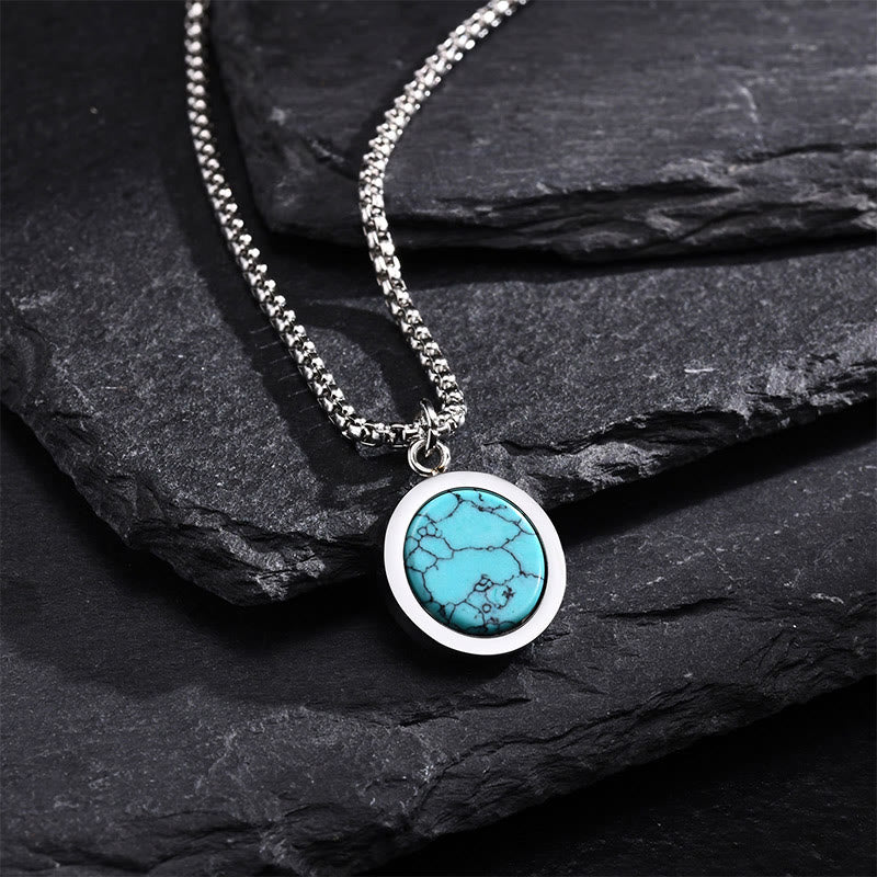 KarmaRipple's Authentic Stone Turquoise Tiger Eye Lazurite Malachite Titanium Steel Purification Pendant Necklace p5