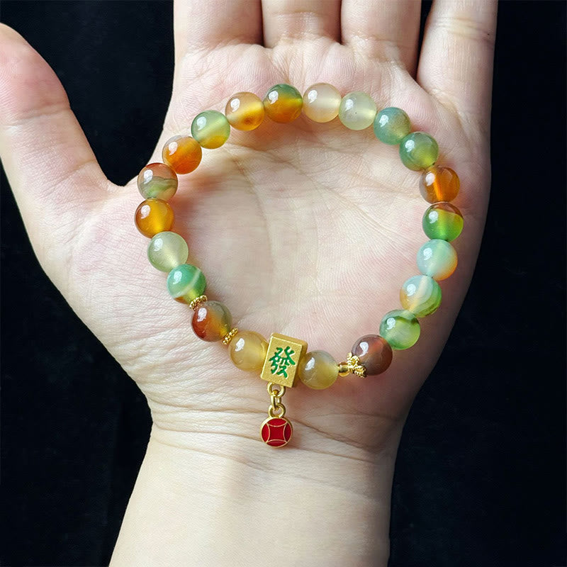KarmaRipple's Authentic Peacock Agate Coin Courage Bracelet p1