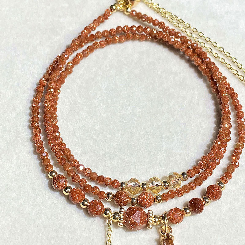 KarmaRipple's Authentic 2mm Goldstone Beadwork Positive Multi Layer Bracelet p2