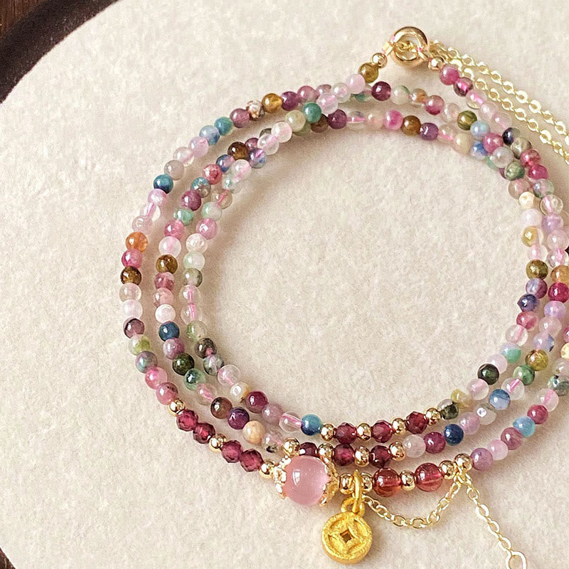 KarmaRipple's 2.mm Irregular Beadwork Colored Tourmaline Coin Wisdom Bracelet p2
