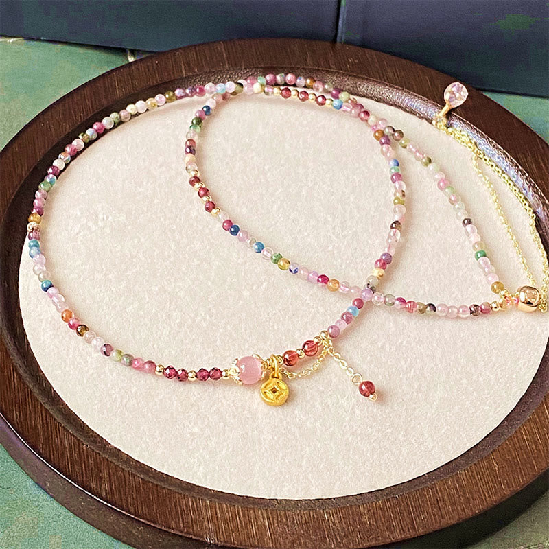 KarmaRipple's 2.mm Irregular Beadwork Colored Tourmaline Coin Wisdom Bracelet p3