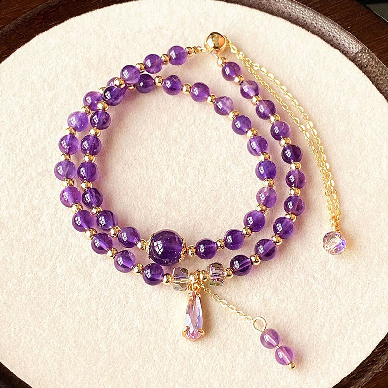 KarmaRipple's Authentic Amethyst Beadwork Balance Multi-layer Bracelet p1