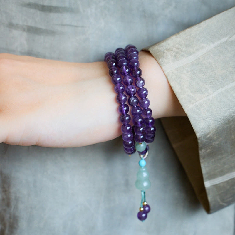 KarmaRipple's Authentic Amethyst Beadwork Coin Hanging Gourd Chalcedony Lotus Balance Multi-layer Bracelet p5
