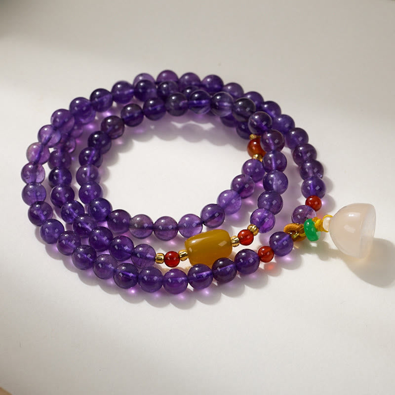 KarmaRipple's Authentic Amethyst Beadwork Coin Hanging Gourd Chalcedony Lotus Balance Multi-layer Bracelet p11