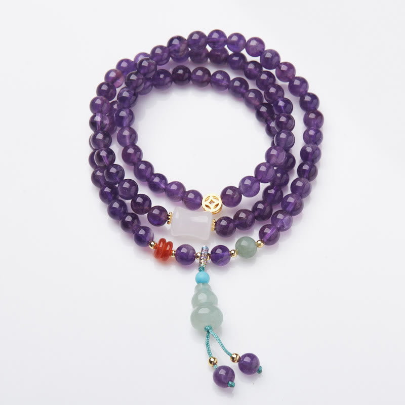 KarmaRipple's Authentic Amethyst Beadwork Coin Hanging Gourd Chalcedony Lotus Balance Multi-layer Bracelet p4