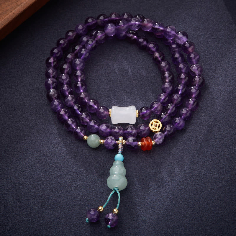 KarmaRipple's Authentic Amethyst Beadwork Coin Hanging Gourd Chalcedony Lotus Balance Multi-layer Bracelet p3