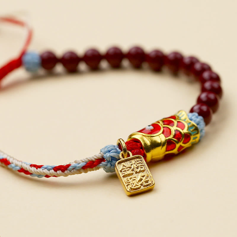 KarmaRipple's Cinnabar Beadwork Fortunate Koi Fish Blessing Bracelet p8