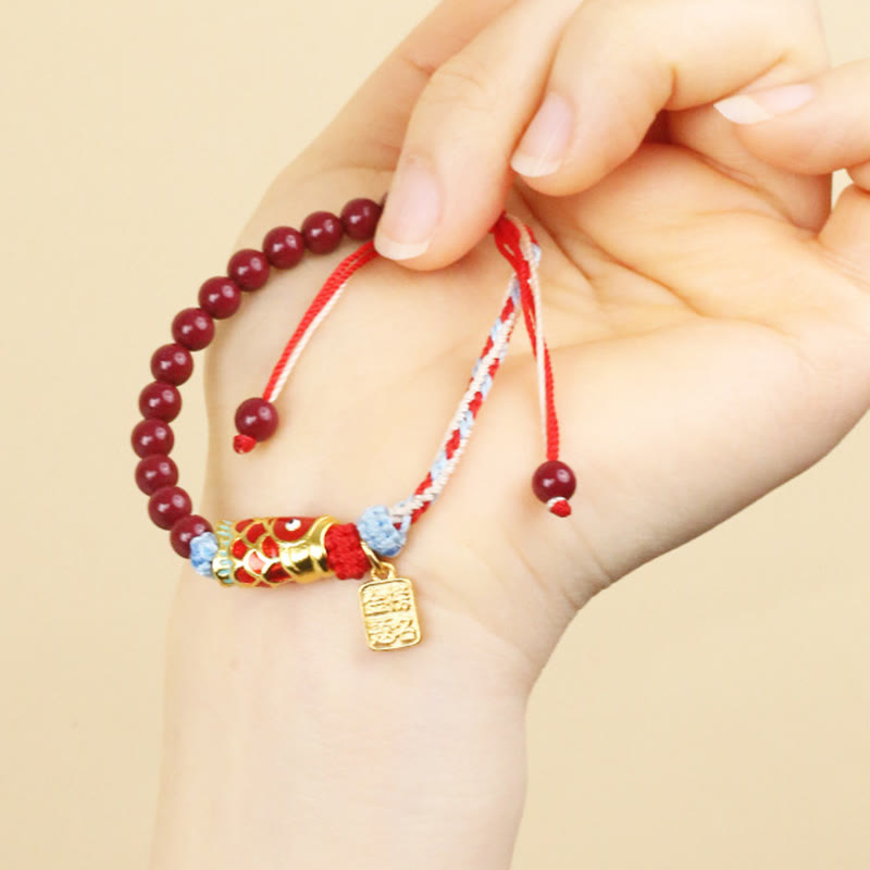 KarmaRipple's Cinnabar Beadwork Fortunate Koi Fish Blessing Bracelet p3