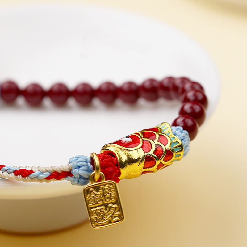 KarmaRipple's Cinnabar Beadwork Fortunate Koi Fish Blessing Bracelet p9