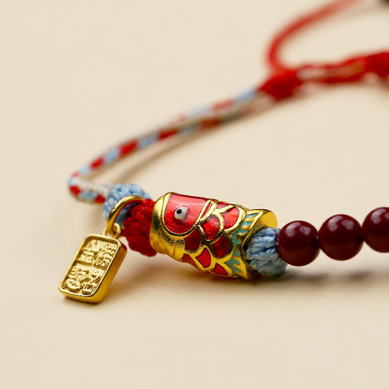 KarmaRipple's Cinnabar Beadwork Fortunate Koi Fish Blessing Bracelet p5