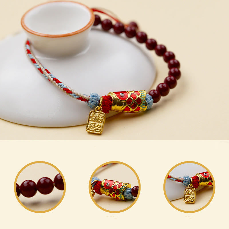 KarmaRipple's Cinnabar Beadwork Fortunate Koi Fish Blessing Bracelet p2