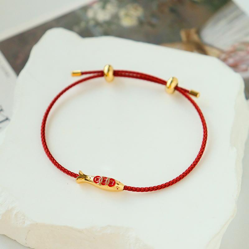 KarmaRipple's Brass Koi Fish Red String Wealth Bracelet p2