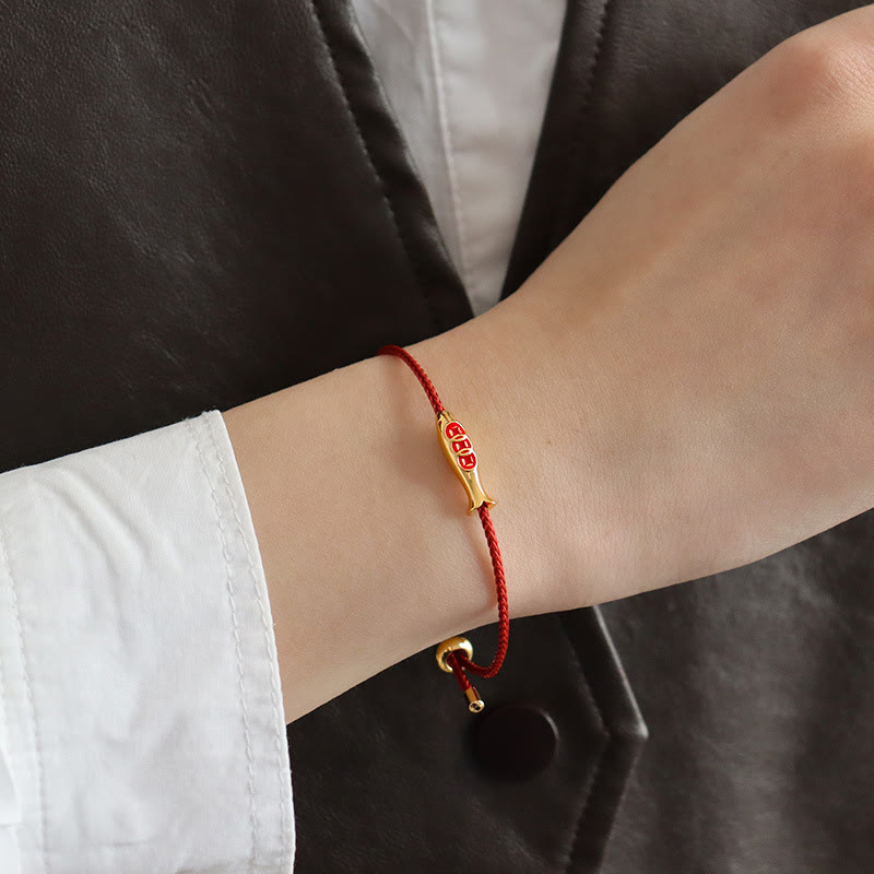 KarmaRipple's Brass Koi Fish Red String Wealth Bracelet p5