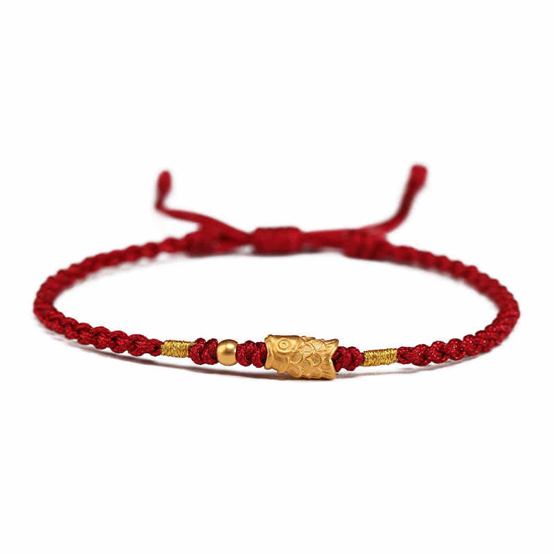 KarmaRipple's 999 Gold Fortune Protection Koi Fish Handmade Woven String Bracelet p8