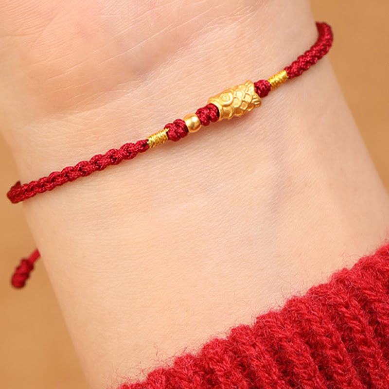 KarmaRipple's 999 Gold Fortune Protection Koi Fish Handmade Woven String Bracelet p12