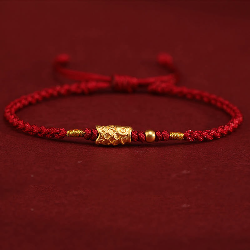 KarmaRipple's 999 Gold Fortune Protection Koi Fish Handmade Woven String Bracelet p5