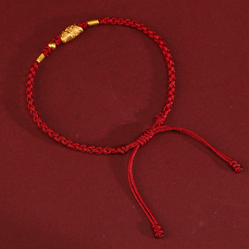 KarmaRipple's 999 Gold Fortune Protection Koi Fish Handmade Woven String Bracelet p6