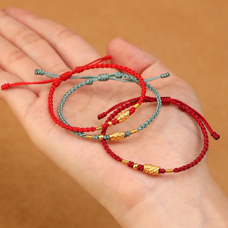 KarmaRipple's 999 Gold Fortune Protection Koi Fish Handmade Woven String Bracelet p14