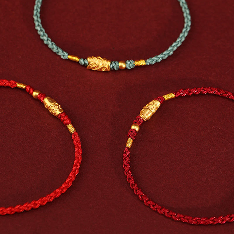 KarmaRipple's 999 Gold Fortune Protection Koi Fish Handmade Woven String Bracelet p15