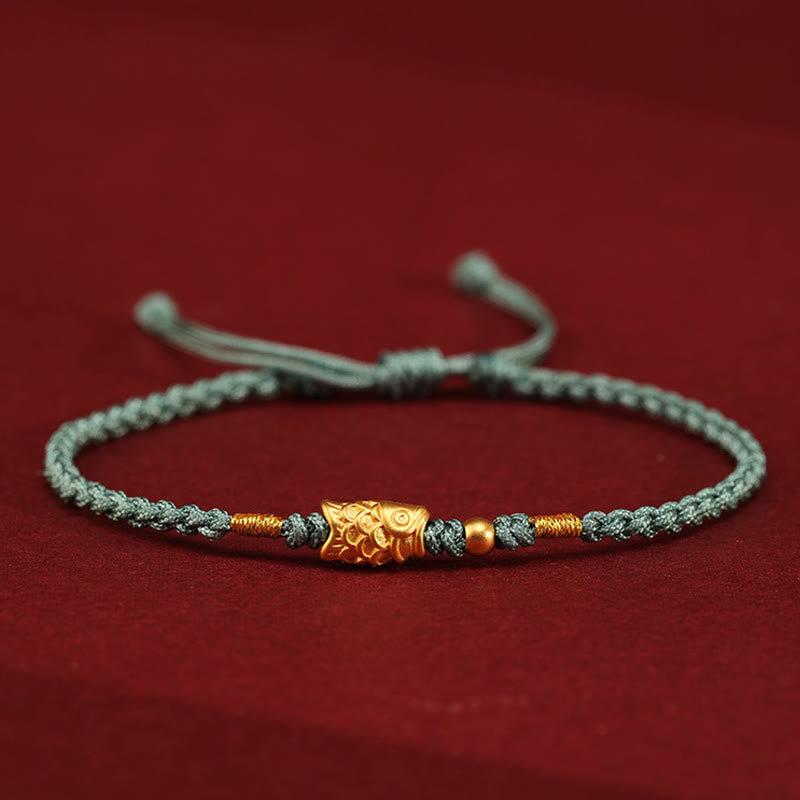 KarmaRipple's 999 Gold Fortune Protection Koi Fish Handmade Woven String Bracelet p3
