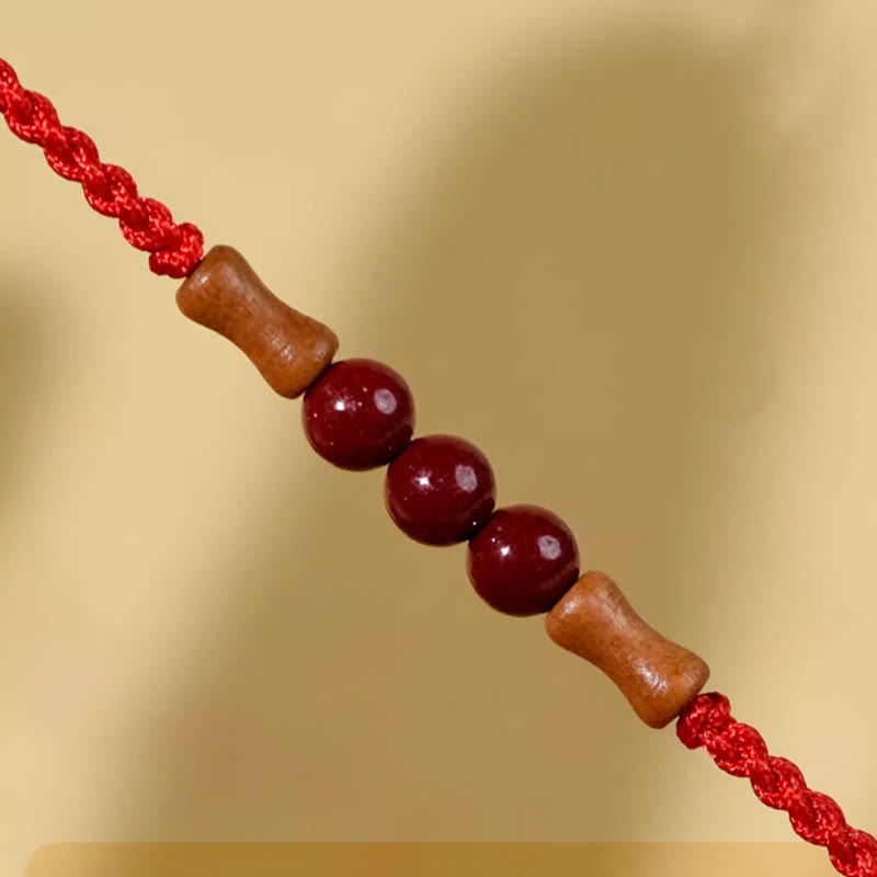 KarmaRipple's Cinnabar Beadwork Peach Wood Blessing String Bracelet p8