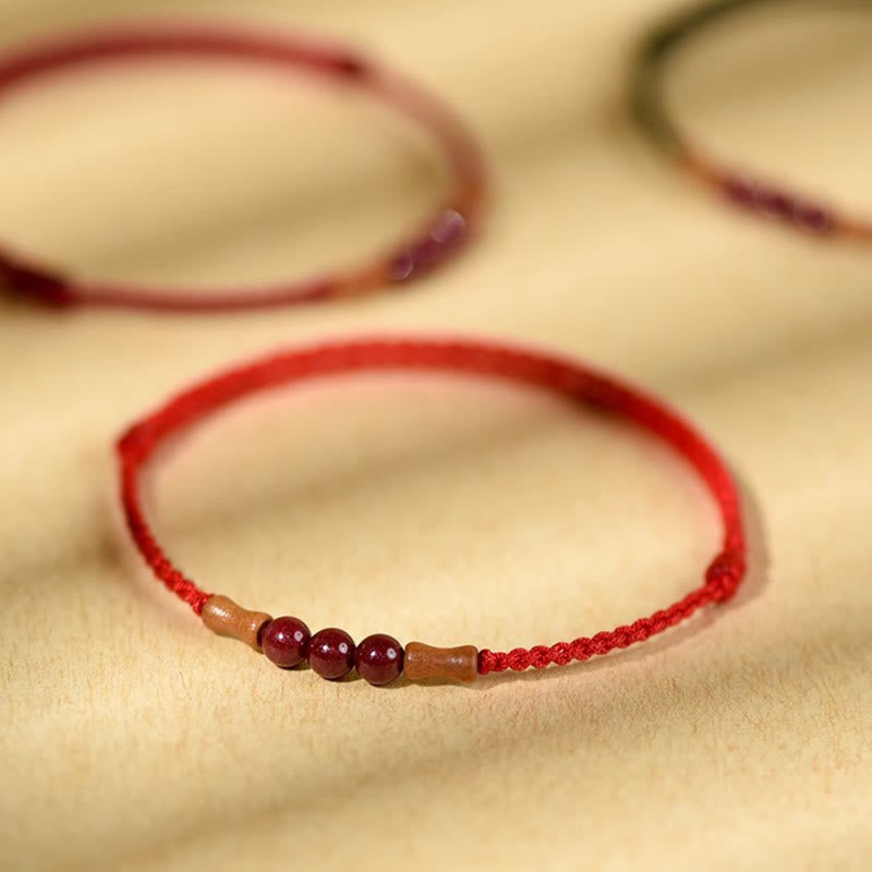 KarmaRipple's Cinnabar Beadwork Peach Wood Blessing String Bracelet p5