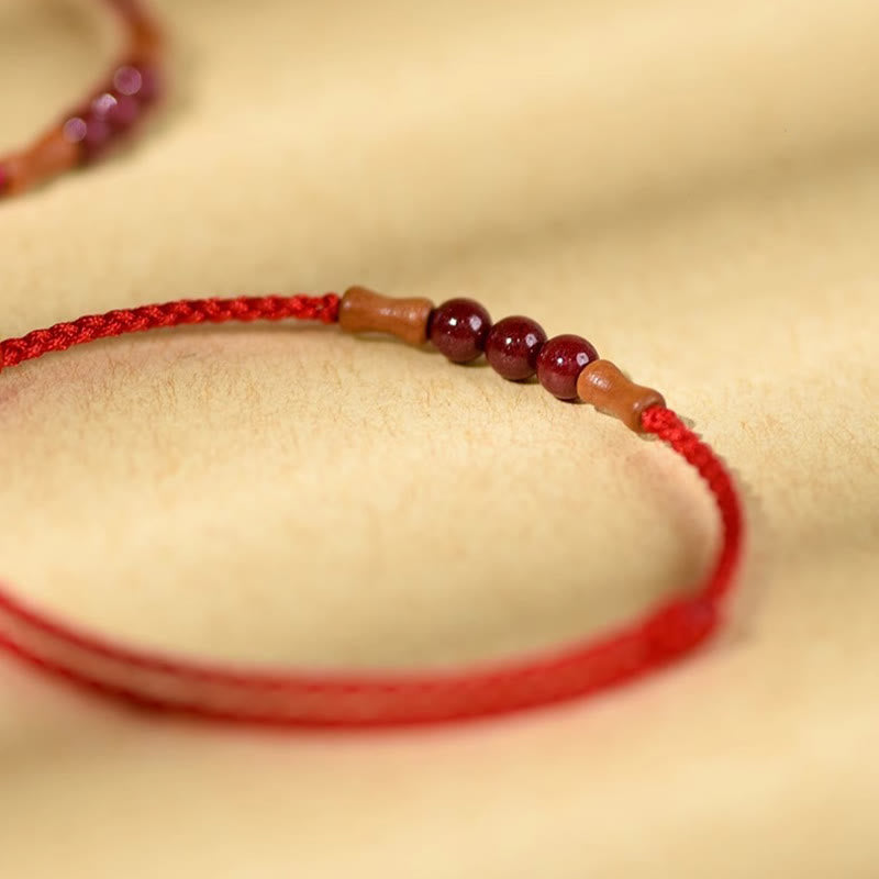 KarmaRipple's Cinnabar Beadwork Peach Wood Blessing String Bracelet p4