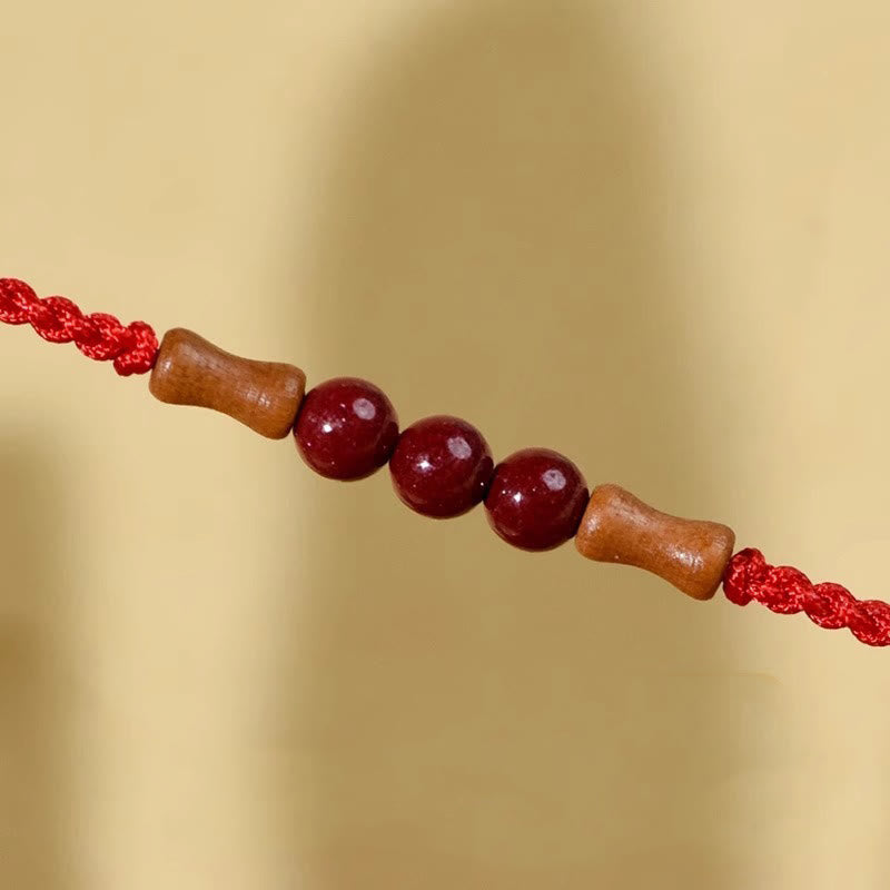 KarmaRipple's Cinnabar Beadwork Peach Wood Blessing String Bracelet p7