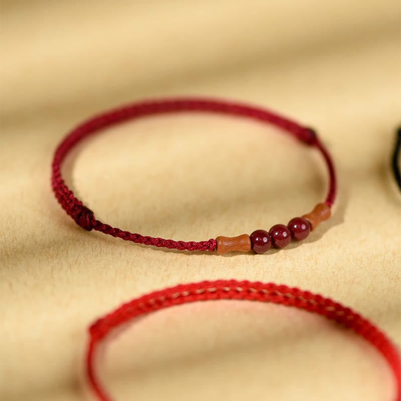 KarmaRipple's Cinnabar Beadwork Peach Wood Blessing String Bracelet p14