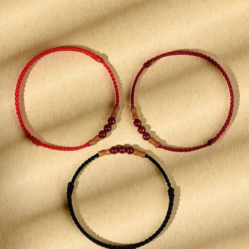 KarmaRipple's Cinnabar Beadwork Peach Wood Blessing String Bracelet p16