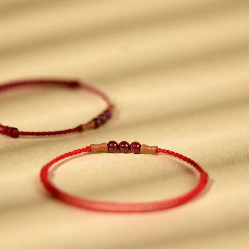 KarmaRipple's Cinnabar Beadwork Peach Wood Blessing String Bracelet p17