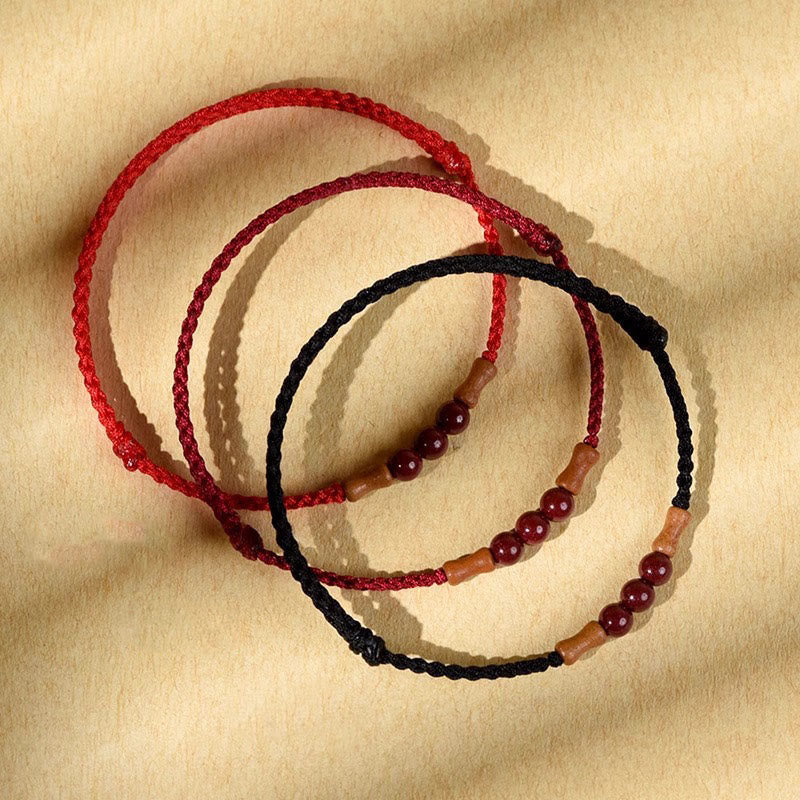 KarmaRipple's Cinnabar Beadwork Peach Wood Blessing String Bracelet p15