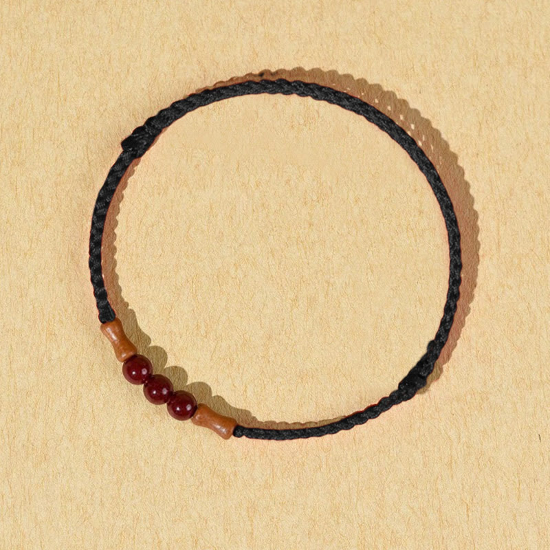 KarmaRipple's Cinnabar Beadwork Peach Wood Blessing String Bracelet p3
