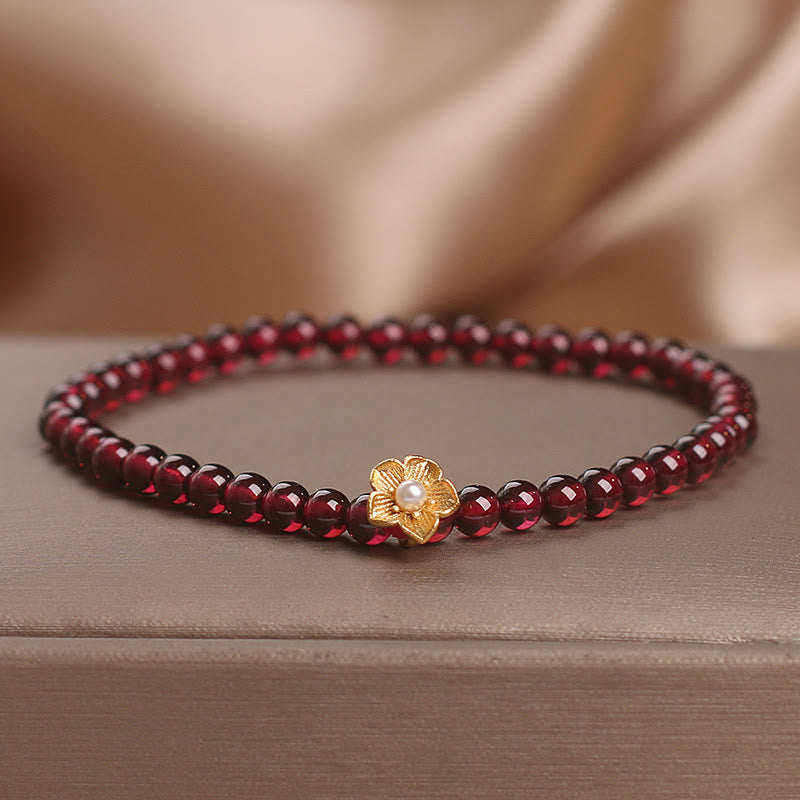 KarmaRipple's Authentic 4mm Garnet Beadwork Flower Passion Bracelet p8