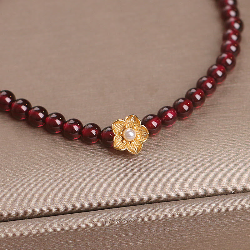 KarmaRipple's Authentic 4mm Garnet Beadwork Flower Passion Bracelet p9
