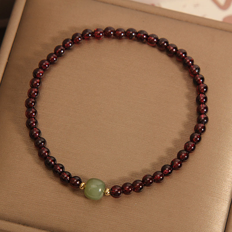 KarmaRipple's Authentic 3mm Ultra-thin Garnet Hetian Jade Beadwork Stability Bracelet p4