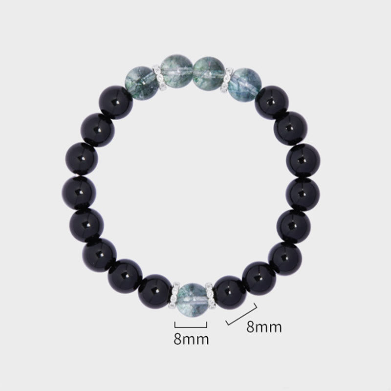 KarmaRipple's 925 Sterling Silver Black Obsidian Green Phantom Strength Bracelet p9