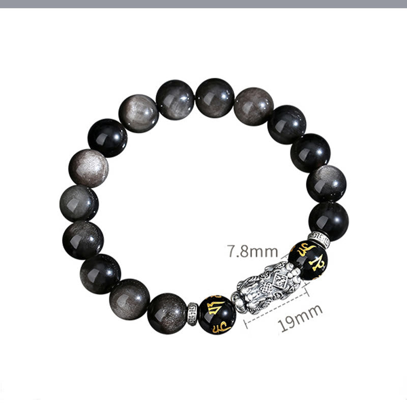 KarmaRipple's 999 Sterling Silver PiXiu Authentic Black Obsidian Strength Bracelet p12