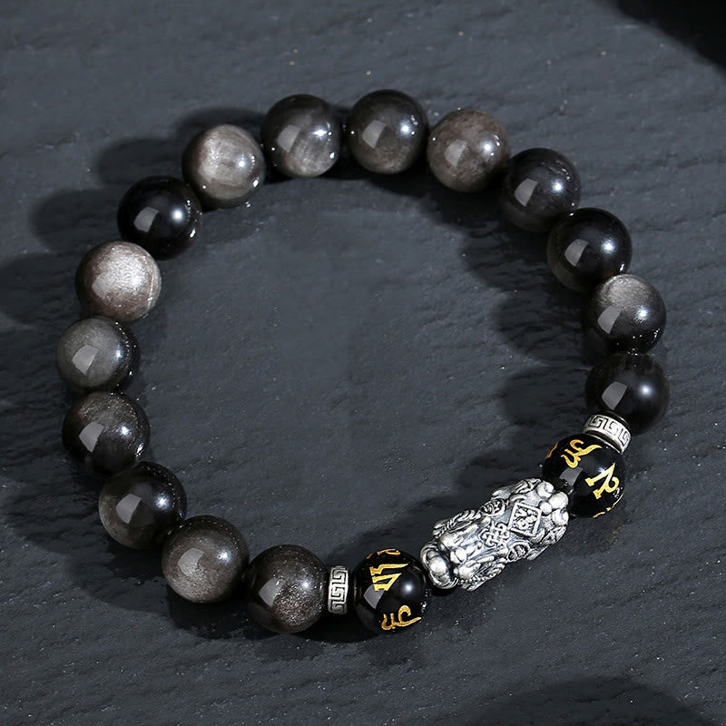 KarmaRipple's 999 Sterling Silver PiXiu Authentic Black Obsidian Strength Bracelet p3