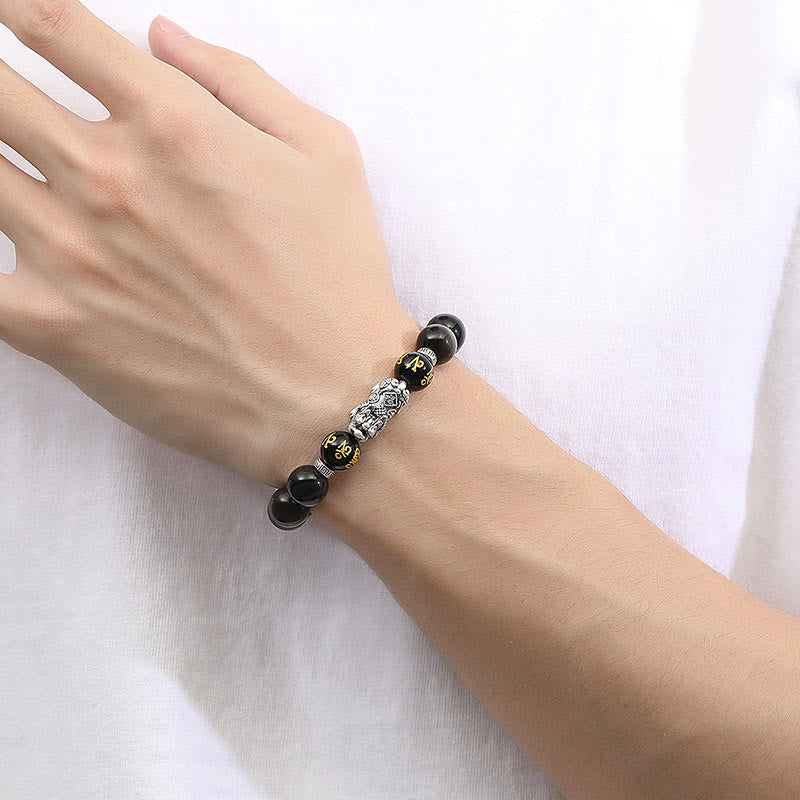 KarmaRipple's 999 Sterling Silver PiXiu Authentic Black Obsidian Strength Bracelet p9