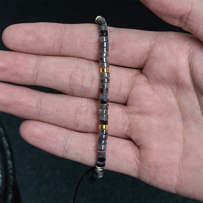 KarmaRipple's Authentic Black Glitter Stone Courage Spacer Bead Bracelet p5