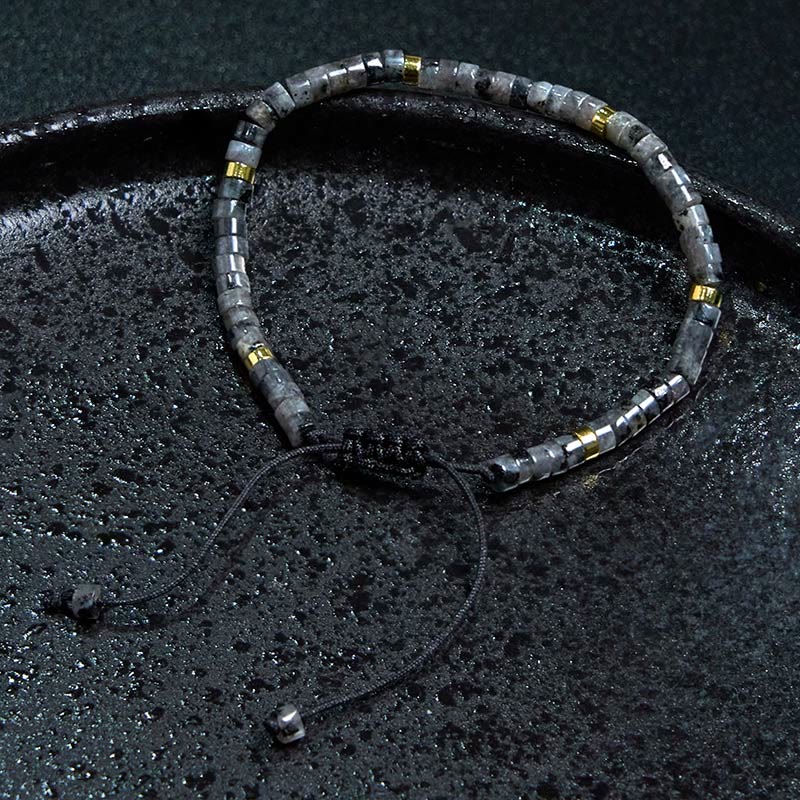 KarmaRipple's Authentic Black Glitter Stone Courage Spacer Bead Bracelet p4