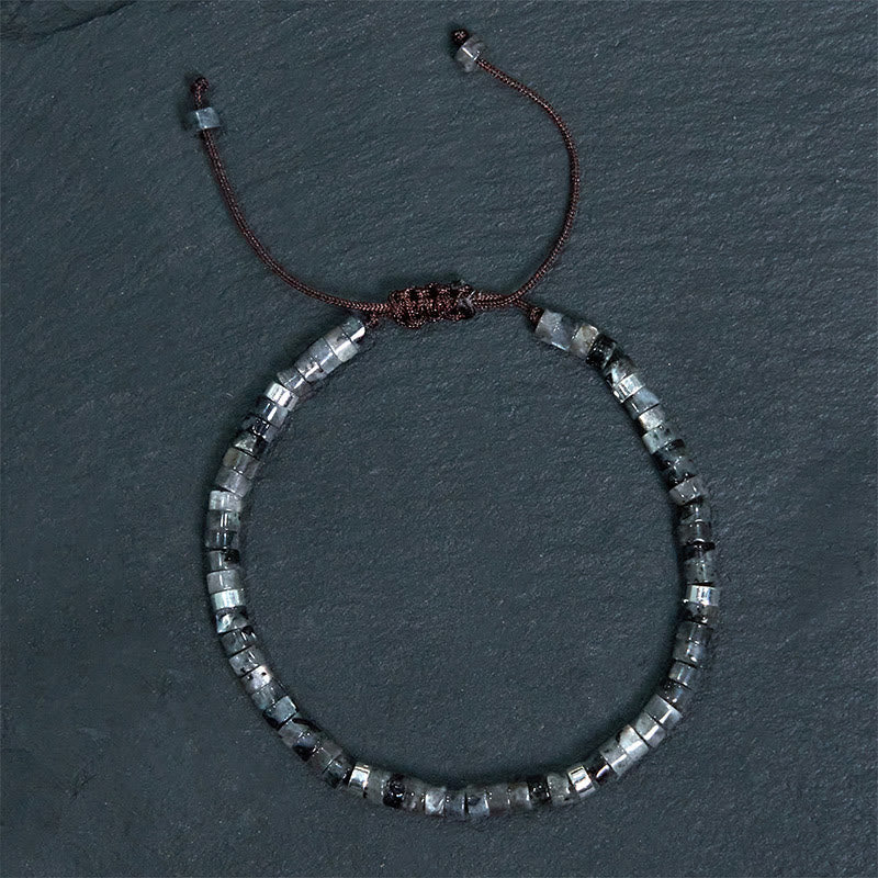 KarmaRipple's Authentic Black Glitter Stone Courage Spacer Bead Bracelet p2